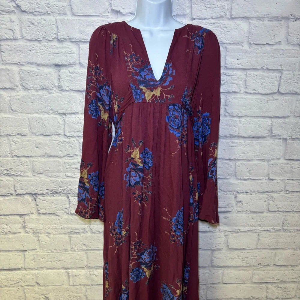 FREE PEOPLE Miranda  Floral Maxi Dress Boho Revival Flowey Size Small Petite